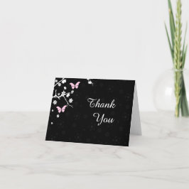 Tarjeta De Agradecimiento Elegante Boda Gracias Mariposas