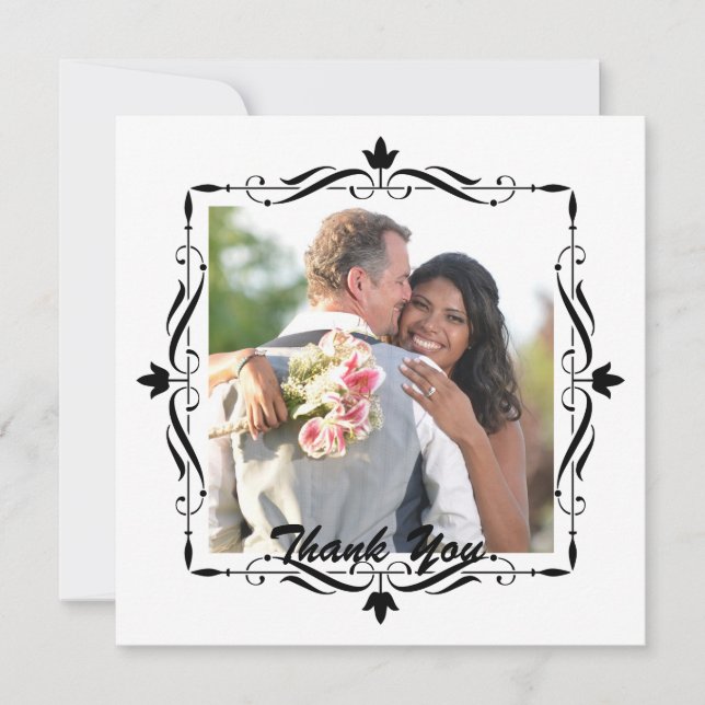 Tarjeta De Agradecimiento Elegante Boda Gracias Personalizado Foto (Anverso)