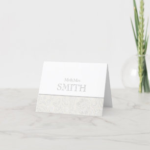 Tarjeta De Agradecimiento Elegante Boda Gris White Personalizada Sr. y Sra.