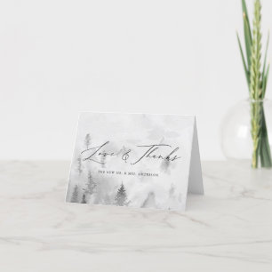 Tarjeta De Agradecimiento Elegante Boda Gris Winter Forest Love & Gracias