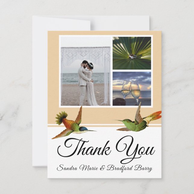 Tarjeta De Agradecimiento Elegante Boda Hummingbird (Anverso)