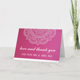 Tarjeta De Agradecimiento Elegante Boda indio hindú de la Paisley Blanca Ros