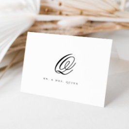 Tarjeta De Agradecimiento Elegante Boda inicial de apellido clásico