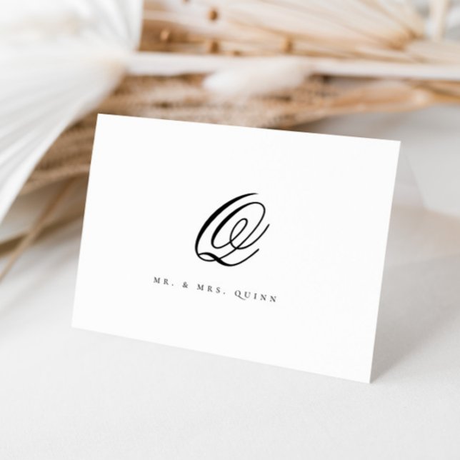 Tarjeta De Agradecimiento Elegante Boda inicial de apellido clásico (Subido por el creador)