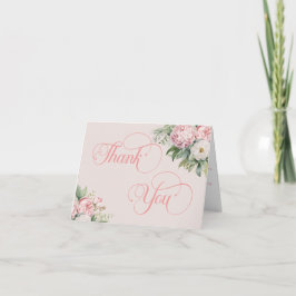 Tarjeta De Agradecimiento Elegante Boda islámico floral rosa y blanca