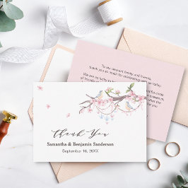 Tarjeta De Agradecimiento Elegante Boda japonés de flores de cerezo Sakura