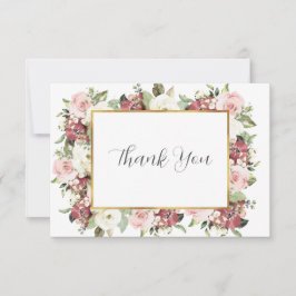 Tarjeta De Agradecimiento Elegante Boda Mauve Pink Florals Blank