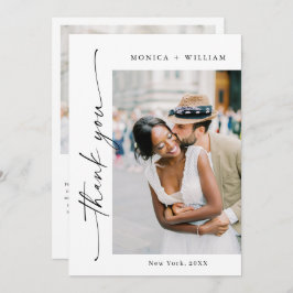 Tarjeta De Agradecimiento Elegante Boda Minimalista de escritura a mano 2 Fo