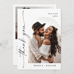 Tarjeta De Agradecimiento Elegante Boda Minimalista de escritura a mano 2 Fo