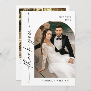 Tarjeta De Agradecimiento Elegante Boda Minimalista de escritura a mano 5 Fo