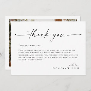 Tarjeta De Agradecimiento Elegante Boda Minimalista de escritura a mano Una 