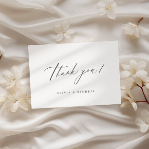Tarjeta De Agradecimiento Elegante boda minimalista de escritura moderna