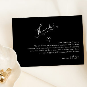 Tarjeta De Agradecimiento Elegante Boda Minimalista en Blanco y Negro