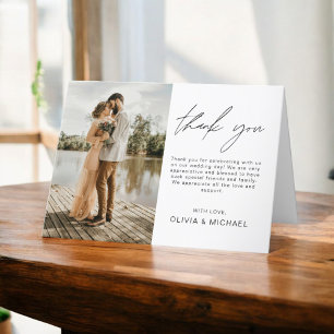 Tarjeta De Agradecimiento Elegante Boda Minimalista Gracias Invitat Fotográf