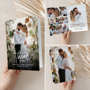 Tarjeta De Agradecimiento Elegante Boda Moderna de 8 Fotos