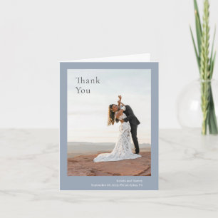 Tarjeta De Agradecimiento Elegante Boda moderno azul turbio