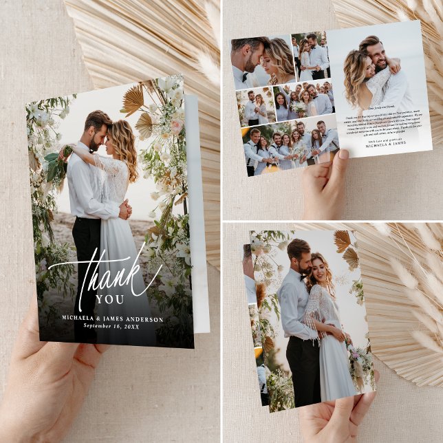 Tarjeta De Agradecimiento Elegante Boda moderno de 8 fotografías (Subido por el creador)
