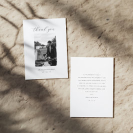 Tarjeta De Agradecimiento Elegante Boda moderno de escritura de foto Minimal
