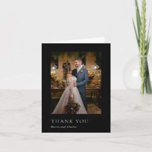 Tarjeta De Agradecimiento Elegante Boda moderno de fotografía negra