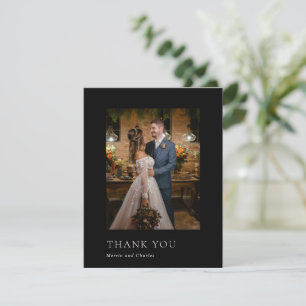 Tarjeta De Agradecimiento Elegante Boda moderno de fotografía negra
