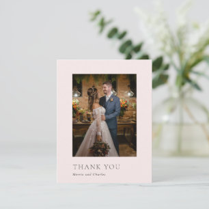 Tarjeta De Agradecimiento Elegante Boda moderno de fotografía rosa