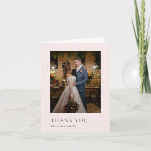 Tarjeta De Agradecimiento Elegante Boda moderno de fotografía rosa