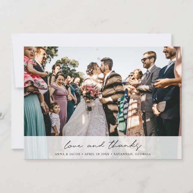 Tarjeta De Agradecimiento Elegante Boda moderno de fotografía y agradecimien (Anverso)
