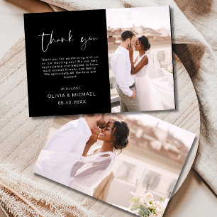 Tarjeta De Agradecimiento Elegante Boda moderno de guiones fotográficos Tarj