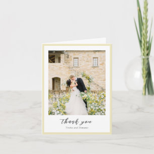 Tarjeta De Agradecimiento Elegante Boda moderno foto amarilla de mantequilla