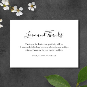 Tarjeta De Agradecimiento Elegante Boda moderno simple gracias