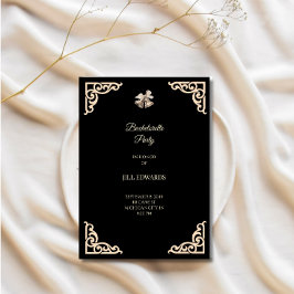 Tarjeta de agradecimiento Elegante boda negra y do