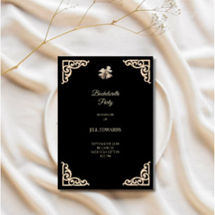 Tarjeta de agradecimiento Elegante boda negra y do
