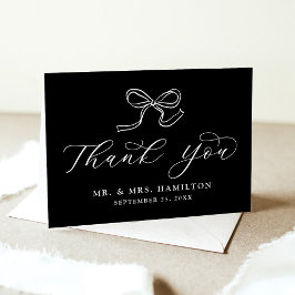Tarjeta De Agradecimiento Elegante Boda negro y blanco