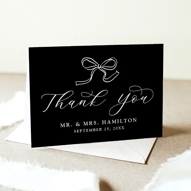 Tarjeta De Agradecimiento Elegante Boda negro y blanco (Subido por el creador)