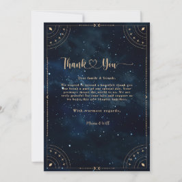 Tarjeta De Agradecimiento Elegante Boda Noche Estrellada Celestial Boda 