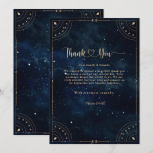 Tarjeta De Agradecimiento Elegante Boda Noche Estrellada Celestial Boda 