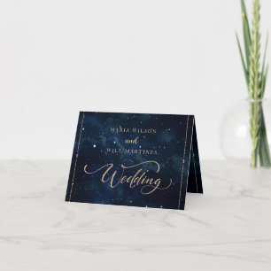 Tarjeta De Agradecimiento Elegante Boda Noche Estrellada Celestial Boda 