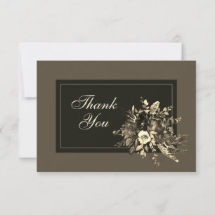 Tarjeta De Agradecimiento Elegante Boda Otoñal Rústica con Florales Secos