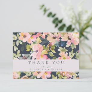 Tarjeta De Agradecimiento Elegante Boda personalizada con acuarela de color 