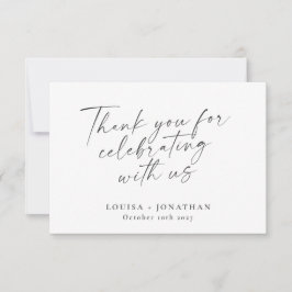 Tarjeta De Agradecimiento Elegante Boda Personalizada Script Tendencia Blanc