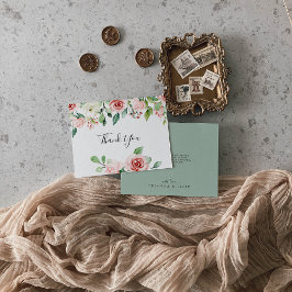 Tarjeta De Agradecimiento Elegante Boda plano floral otoñal