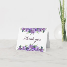 Tarjeta De Agradecimiento Elegante Boda Purple Floral simple
