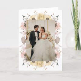 Tarjeta De Agradecimiento Elegante Boda romántico de fotografía floral rústi