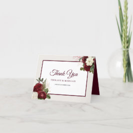 Tarjeta De Agradecimiento Elegante Boda romántico floral