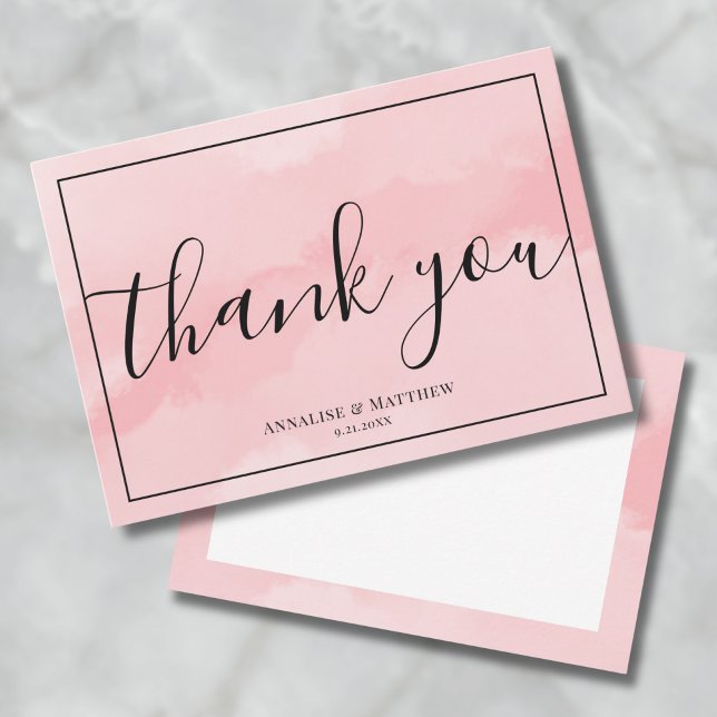 Tarjeta De Agradecimiento Elegante Boda rosa Minimalista (Elegant Minimalist Pink Wedding Thank You Card )