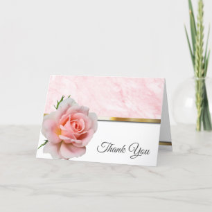 Tarjeta De Agradecimiento Elegante Boda Rosa Rosa