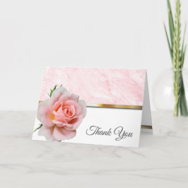 Tarjeta De Agradecimiento Elegante Boda Rosa Rosa