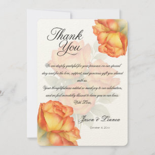 Tarjeta De Agradecimiento Elegante Boda Rosas de acuarela Pastel Petals