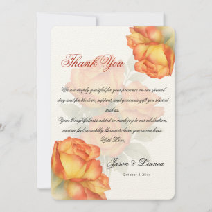 Tarjeta De Agradecimiento Elegante Boda Rosas de acuarela Pastel Petals