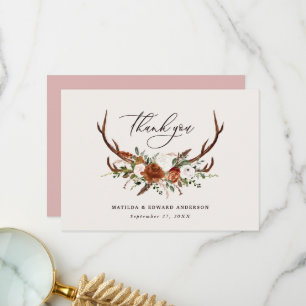 Tarjeta De Agradecimiento Elegante boda rústica gracias a la estafa de la ox